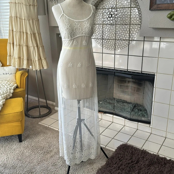 The bikini lab maxi sheer lace swimsuit coverup dress blend boho one size - Picture 3 of 8